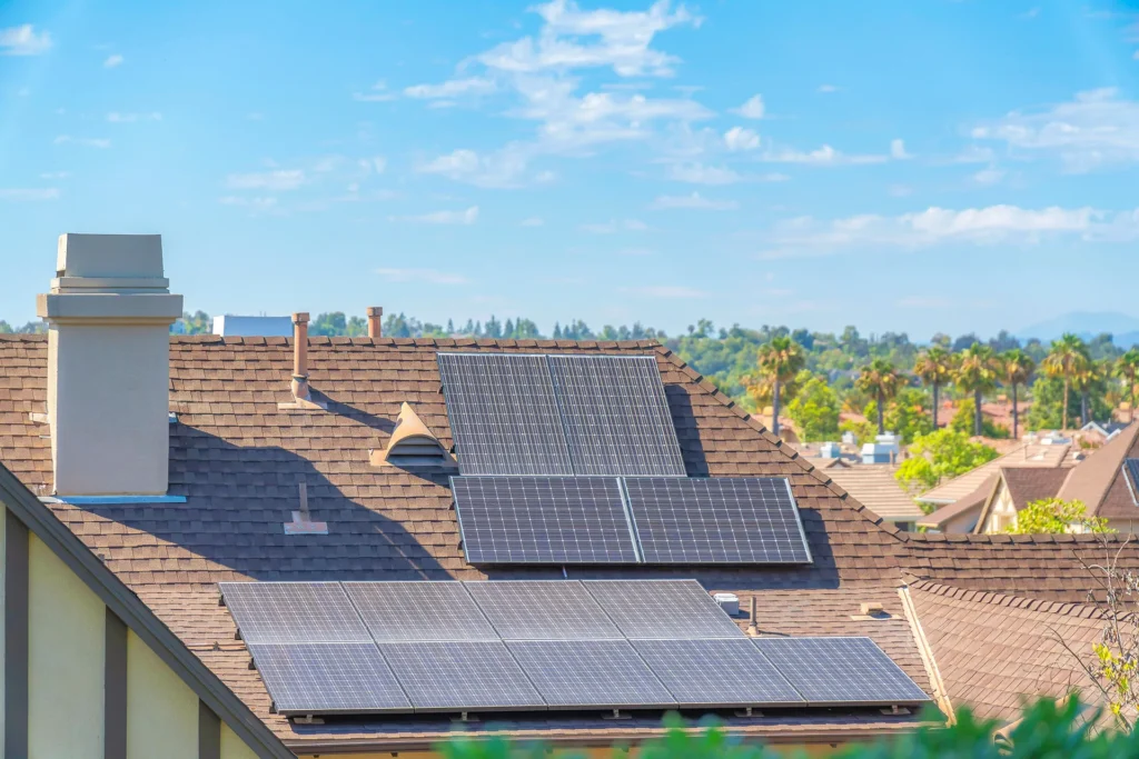 Southern California residential roof with solar panels